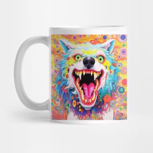 Vibrant Rainbow Canine Portrait - Colorful Dog Face Art Mug